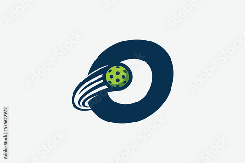pickleball logo with a combination of letter o and a moving ball for any business especially pickleball shops, pickleball training, clubs, etc.