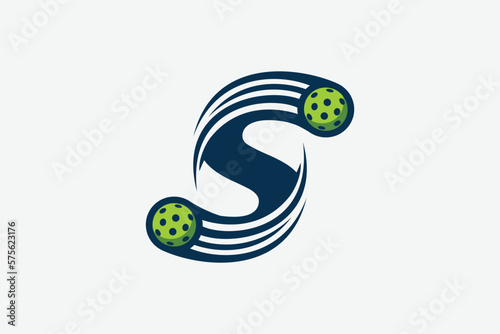 pickleball logo with a combination of letter s and a moving ball for any business especially pickleball shops, pickleball training, clubs, etc.