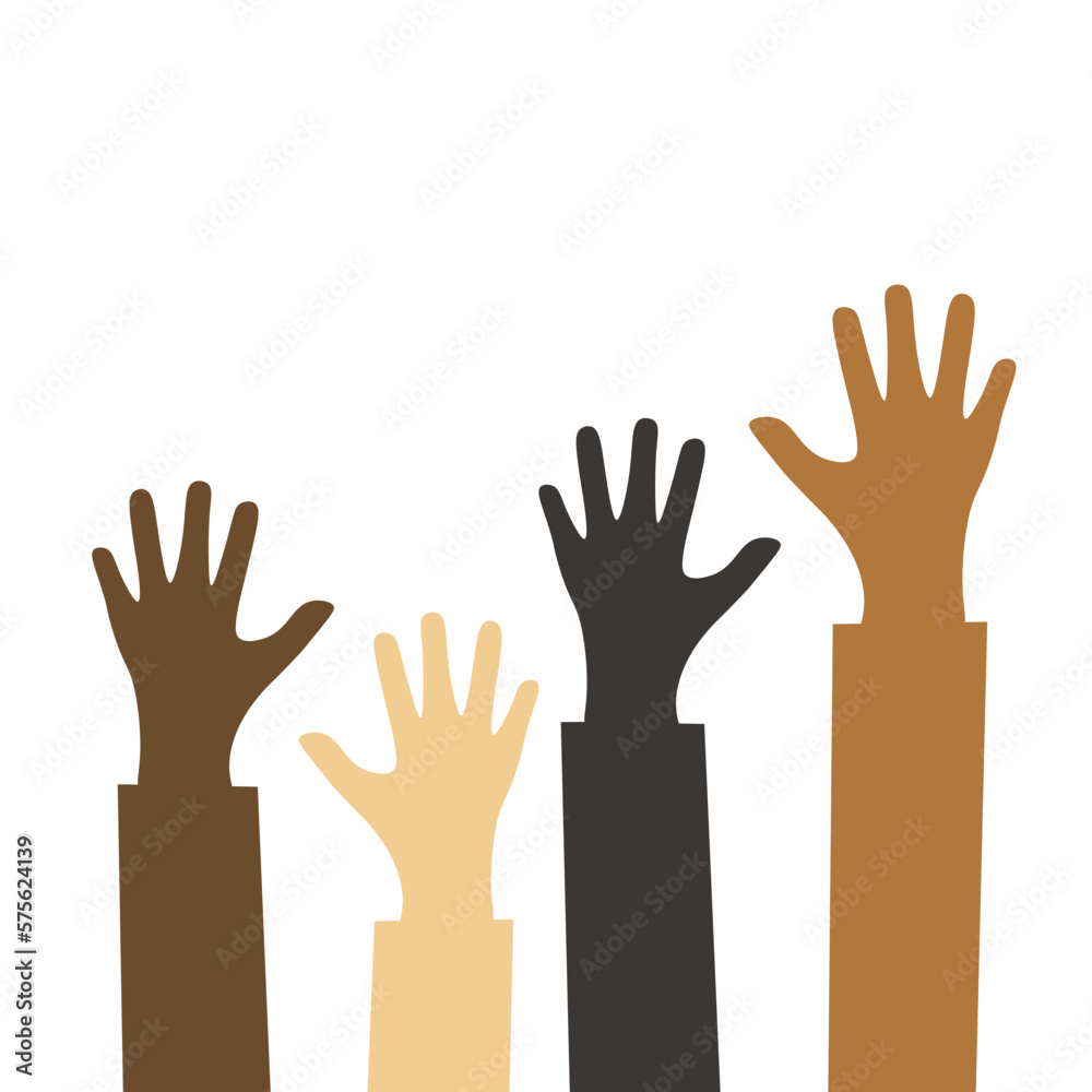 The group raised human arms and hands. Diversity multiethnic people. Racial equality. Men and women of different cultures and peoples. harmony of coexistence. Multicultural Community Integration The group raised human arms and hands. Diversity multiethnic people. Racial equality. Men and women of different cultures and peoples. harmony of coexistence. Multicultural Community Integration