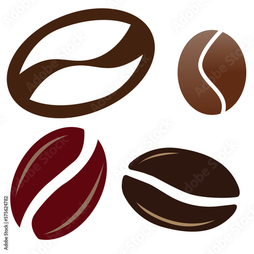 Four Coffee Beans vector illustration silhouette isolated on white background