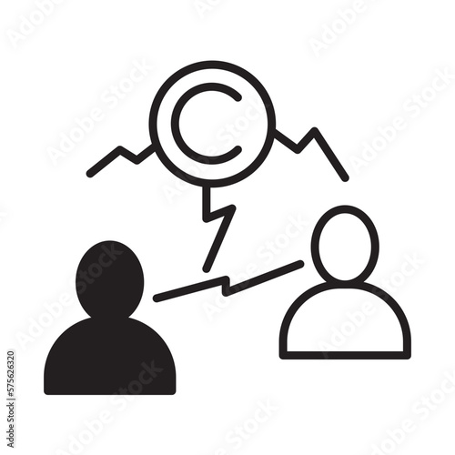 Solid Line COPYRIGHT CONFLICT design vector icon