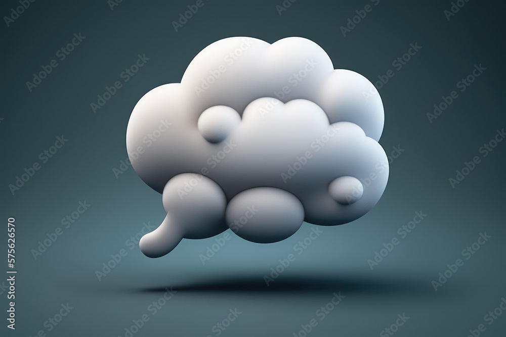 simple 3d thought bubble emoji render made by generative ai Stock