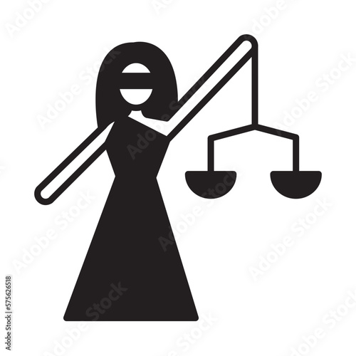 Solid Line LADY OF JUSTICE design vector icon
