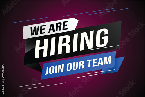 hiring recruitment Join now design for banner poster We are hiring lettering with geometric shapes lines. Vector illustration typographic. Open vacancy design template modern concept	