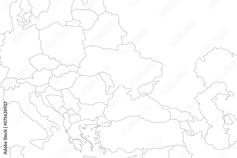 Obraz premium ウクライナ、ロシア、トルコとその周辺国の白地図