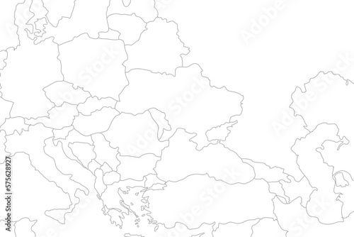 ウクライナ、ロシア、トルコとその周辺国の白地図