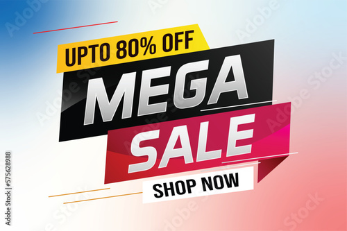 mega sale word concept vector illustration with lines and 3d style, landing page, template, ui, web, mobile app, poster, banner, flyer, background, gift card, coupon, label, wallpaper	
