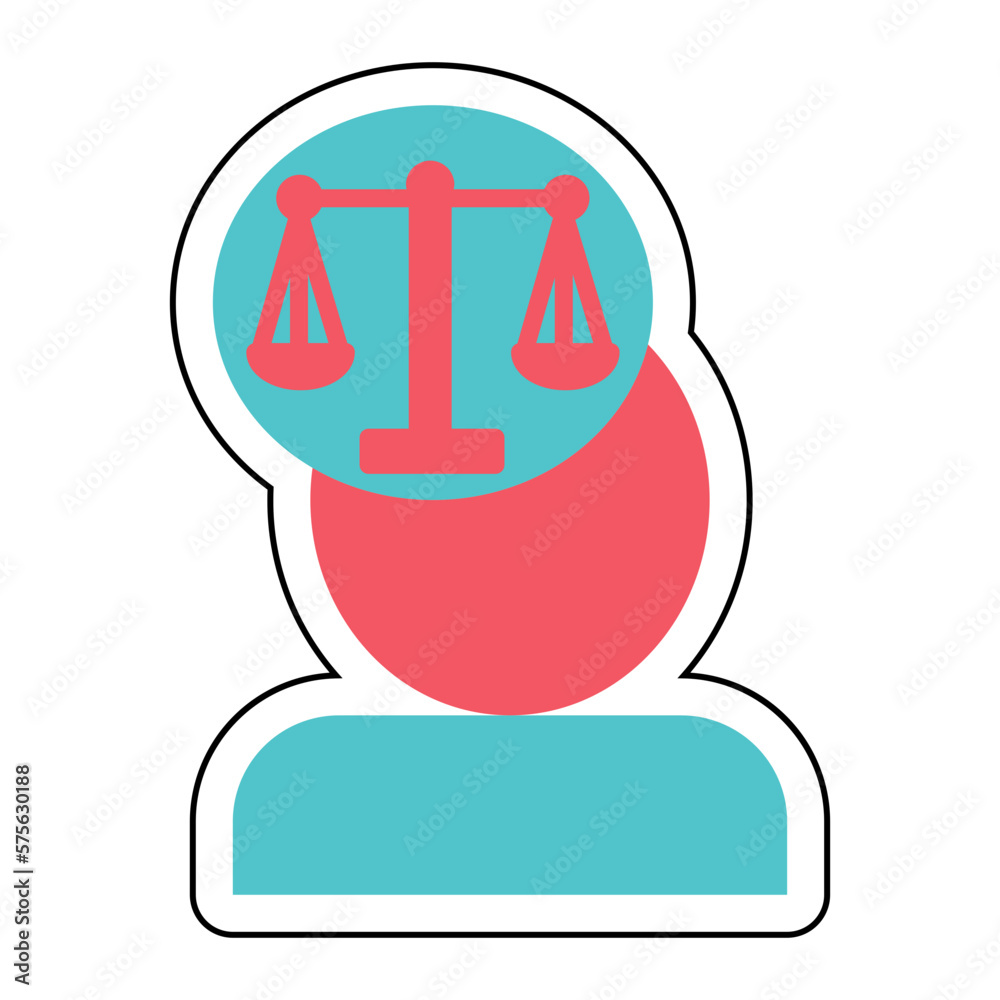 Sticker LAW AND ETHICS design vector icon Sticker LAW AND ETHICS design vector icon