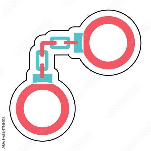 Sticker HANDCUFFS design vector icon