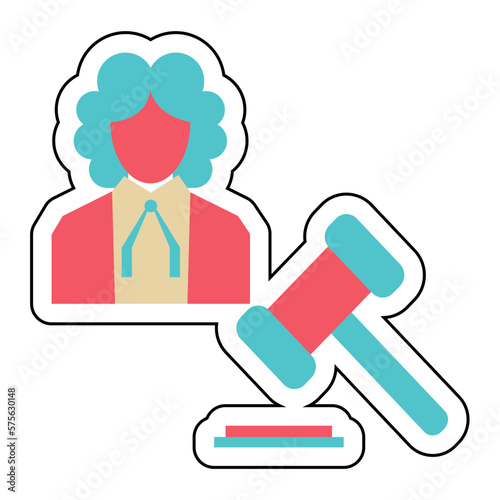 Sticker JUDGE VERDICT design vector icon