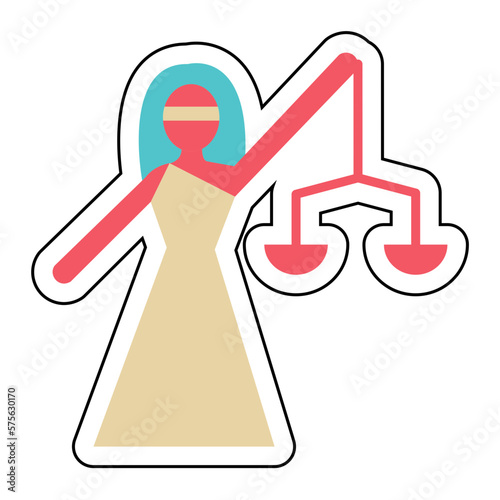 Sticker LADY OF JUSTICE design vector icon