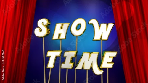 Show Time Red Curtains Spotlights Play Theatre Showtime 3d Animation