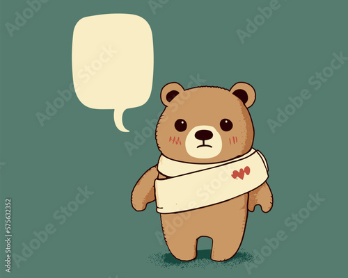 Injured teddy bear toy with a bandage. Concept art for pediatrics and treatment of children.