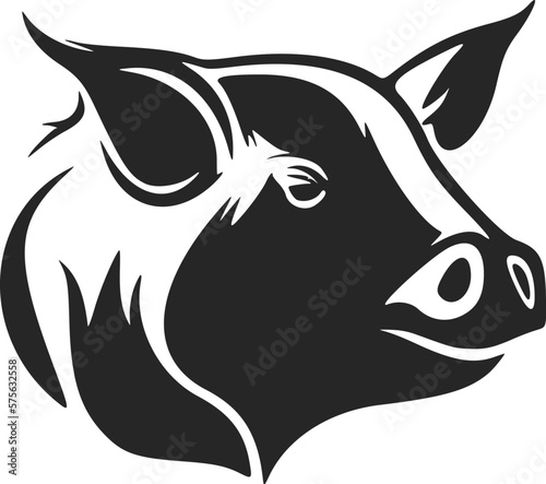 Black and white pig vector logo, grace and style for your brand.