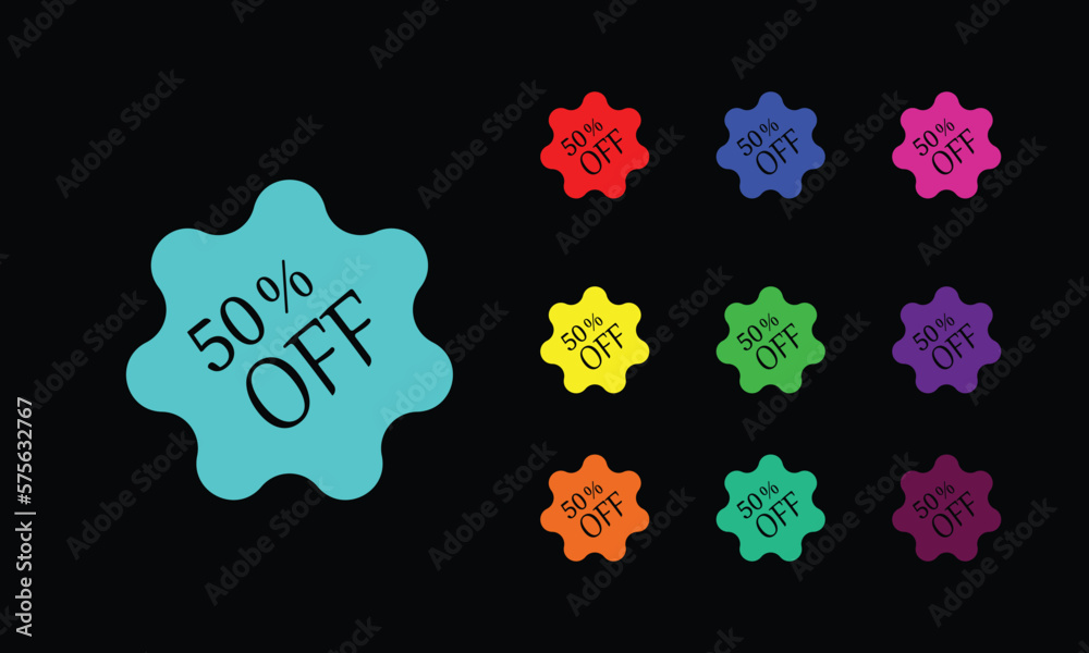 Percent off set of signs on a dark background. Discount for sale promotion.