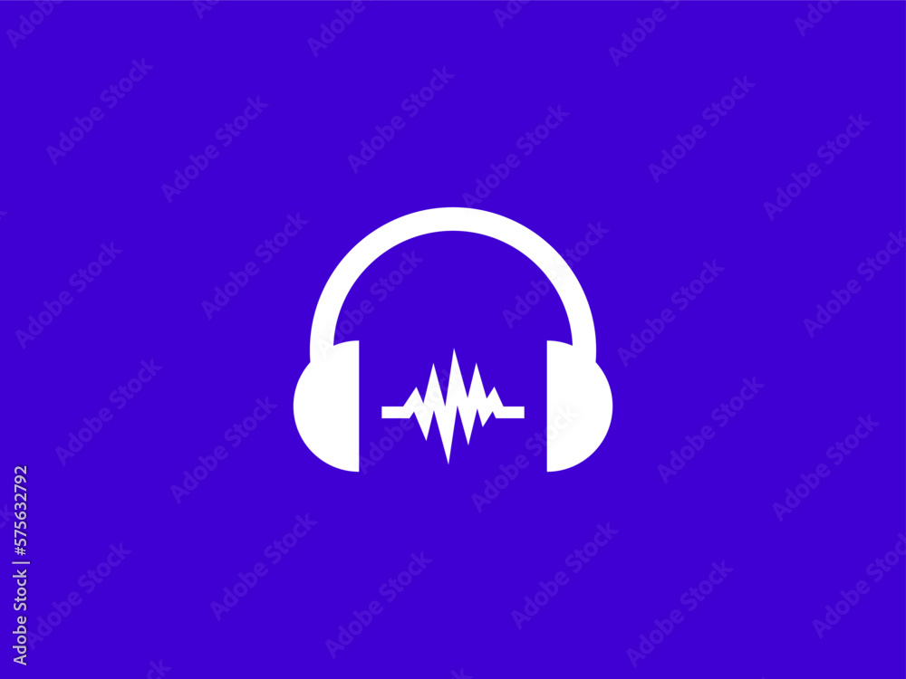 Fototapeta premium Headphone music logo with simple and minimalism style