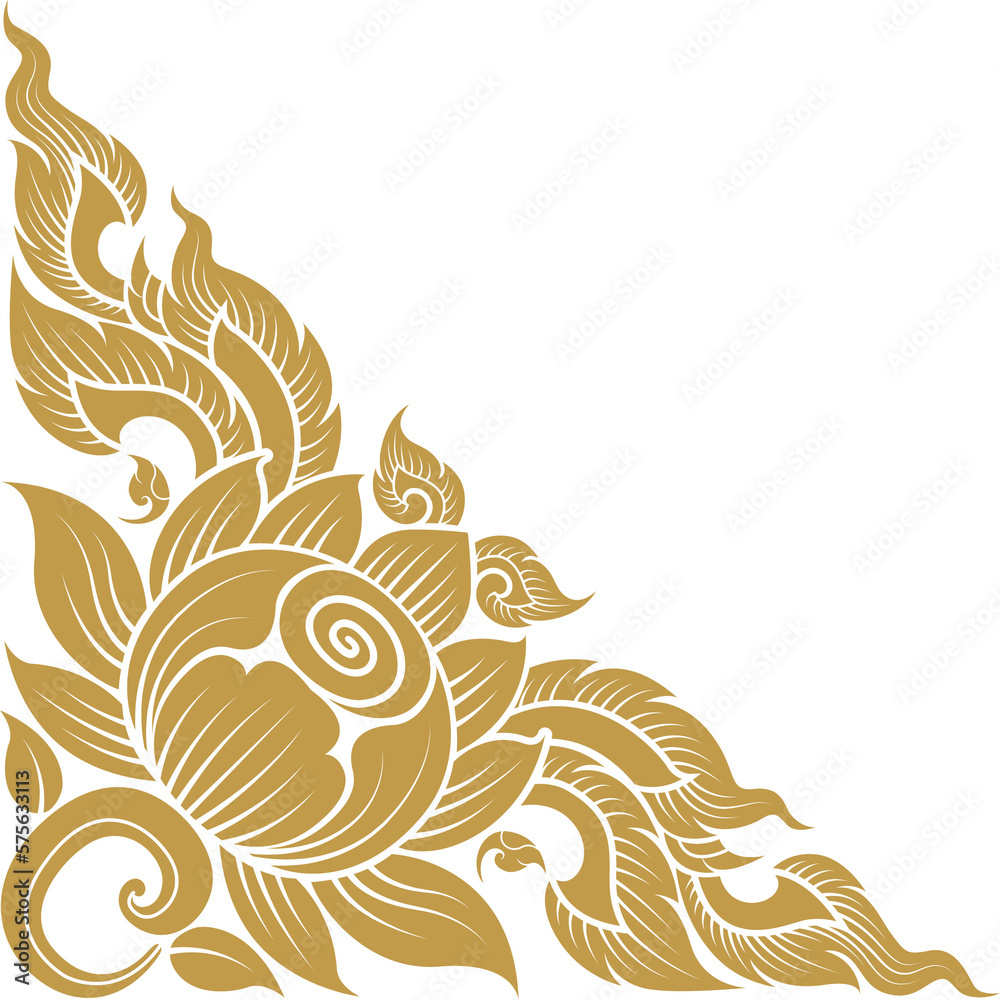 Illustrazione Stock Gold corner art, asian buddhism temple png file for  decoration motifs for ceiling pattern, flyers, poster, web, banner, and  card | Adobe Stock
