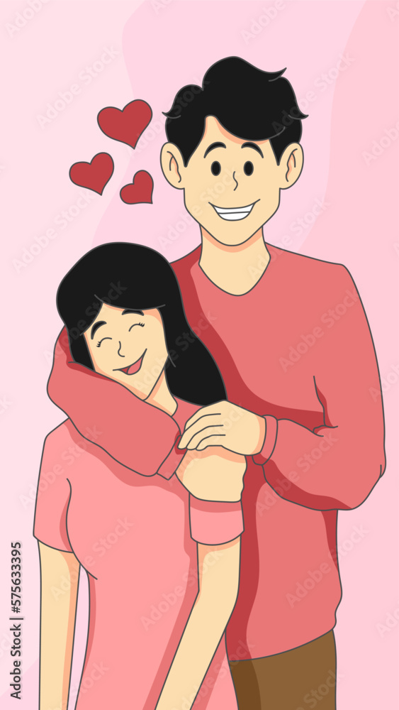 Hand drawn young couple vector illustration Hand drawn young couple vector illustration