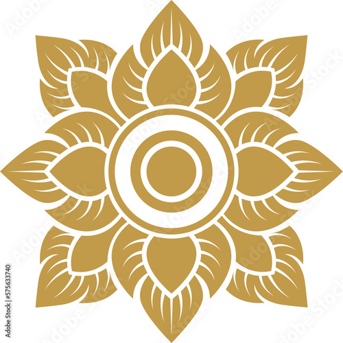 Gold asian luxury element, star line art, floral decoration motifs for ceiling pattern png file for decoration