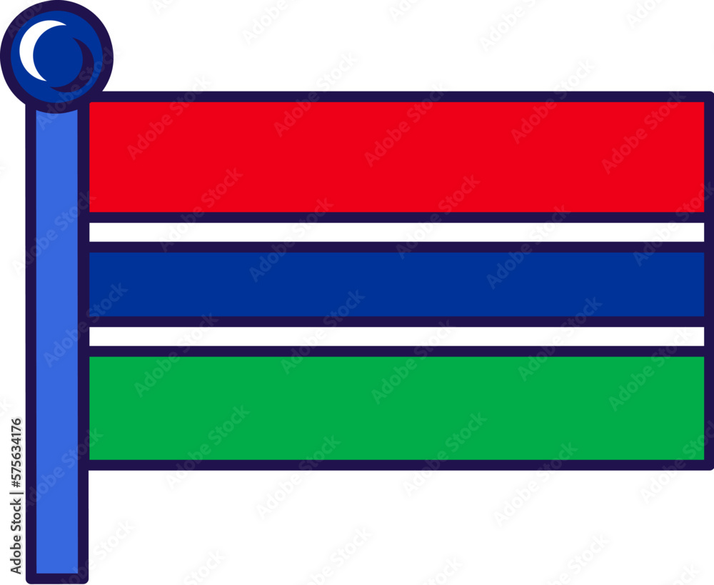 Gambia african republic flag on flagstaff vector Gambia african republic flag on flagstaff vector