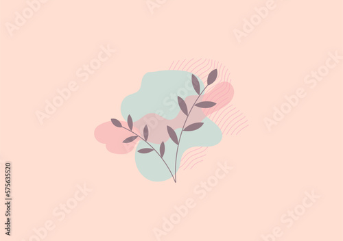 aesthetic pink minimalist background with leaf