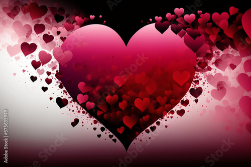  A lot of red love hearts form a big love heart. Generative AI.