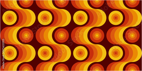 70年代 レトロモダン柄 シームレスパターン ベクターイラスト