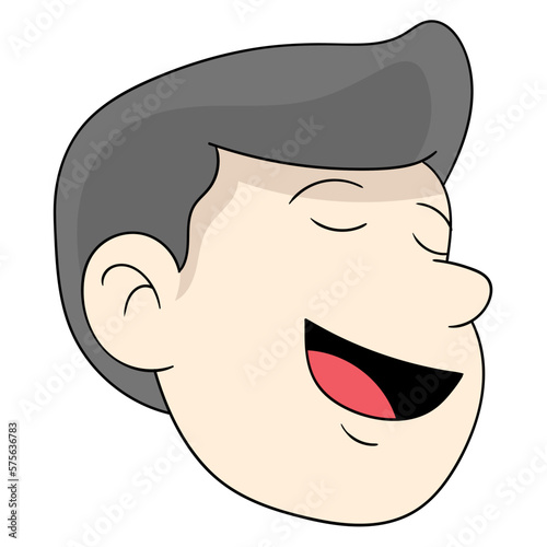 male head emoticon laughing happily