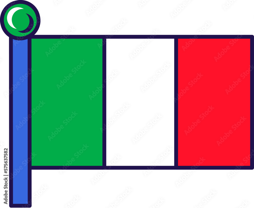Italy country nation flag on flagstaff vector