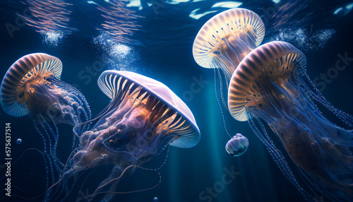 Beautiful jellyfish in its natural habitat. The stunning beauty of the underwater world © ArturSniezhyn
