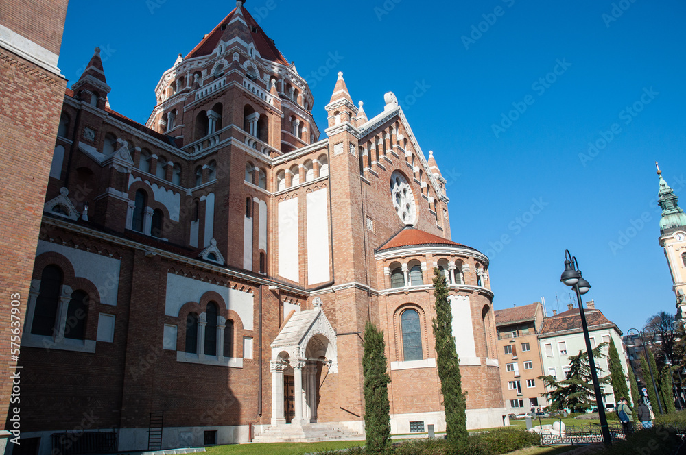 View of the Votive Church, a famous landmark in Szeged.
