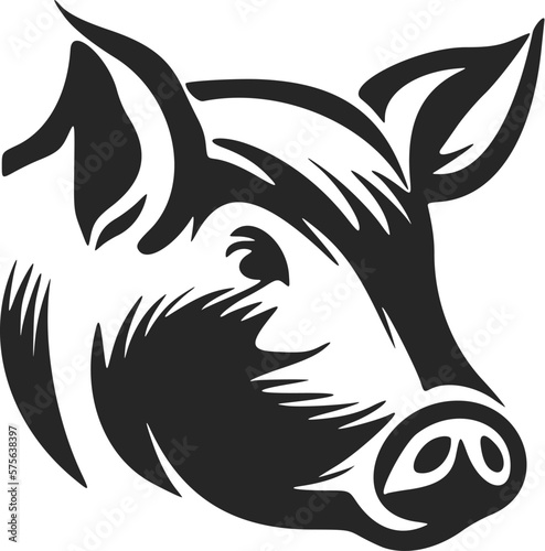 A stylish black and white pig logo vector for your biz. #branding