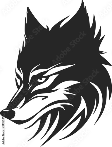 Give your brand an elegant look with a black and white wolf vector logo!