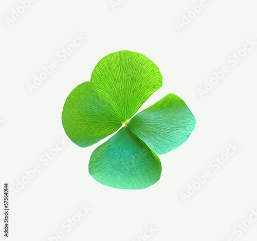 Top view, Single shamrock flower green color(oxalis corniculata) blossom bloom isolated on white background, stock photo, flora summer, st patrick day