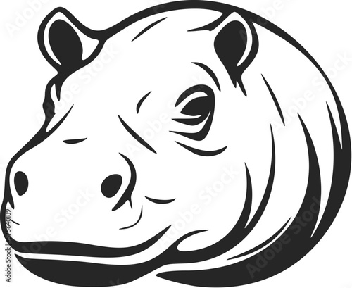 Logo of an elegant black and white hippo vector, perfect 4 your brand.
