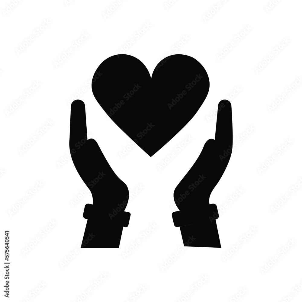 heart and hand icon care save symbol. vector illustration on white background heart and hand icon care save symbol. vector illustration on white background