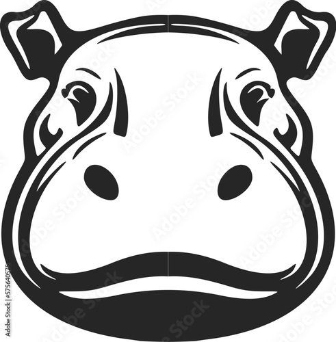 Black and white hippo vector logo for a stylish brand.