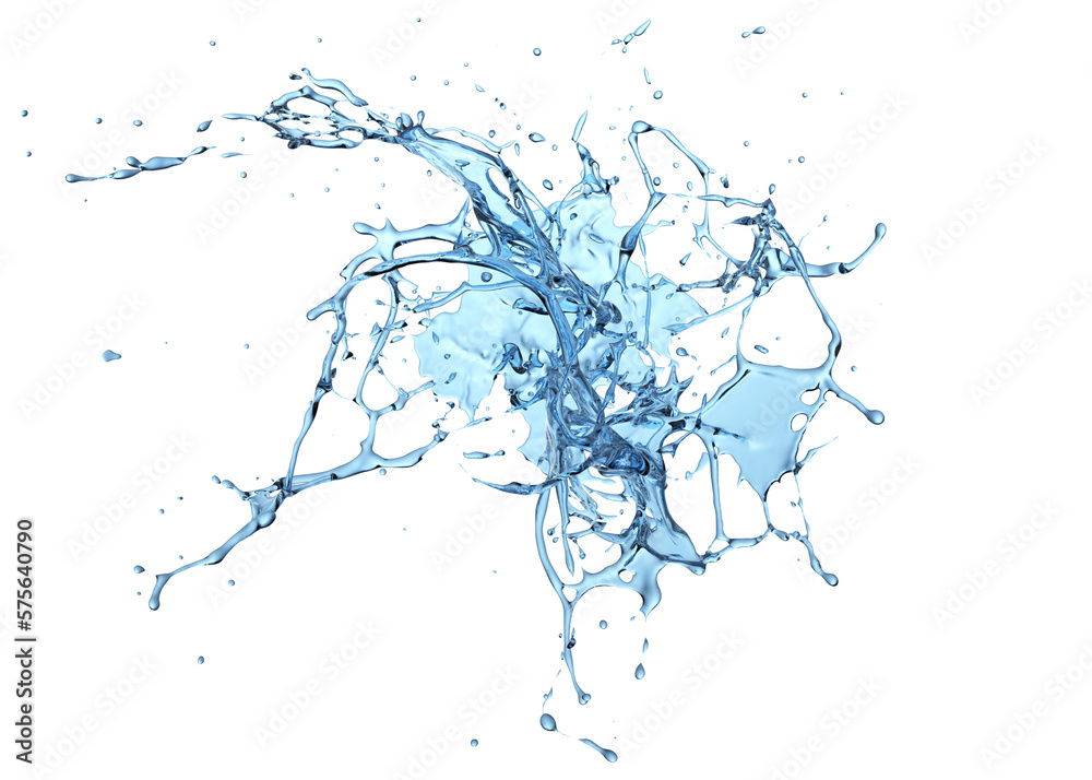 Cut out water fluid splash motion 3d rendering png