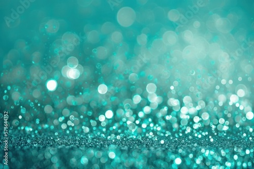 Aqua Dreamland: Glittering Turquoise Bokeh Background, Generative AI