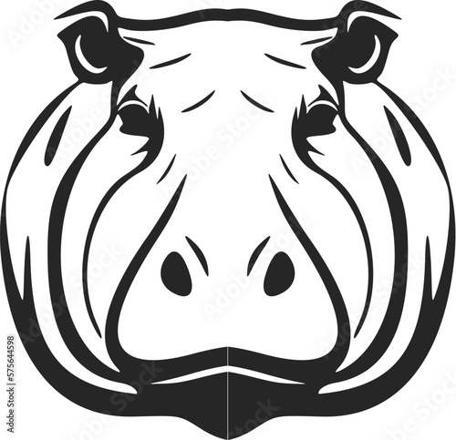 Elegant logo w/ black and white hippo vector for your biz.
