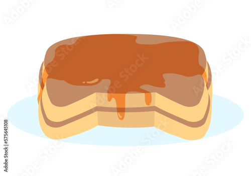 かわいいネコ型のパンケーキのイラスト素材　はちみつ