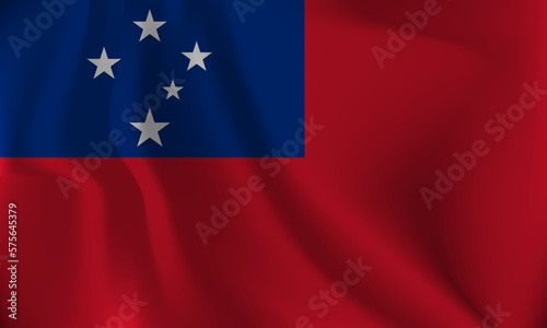 Flag of Samoa, with a wavy effect due to the wind.