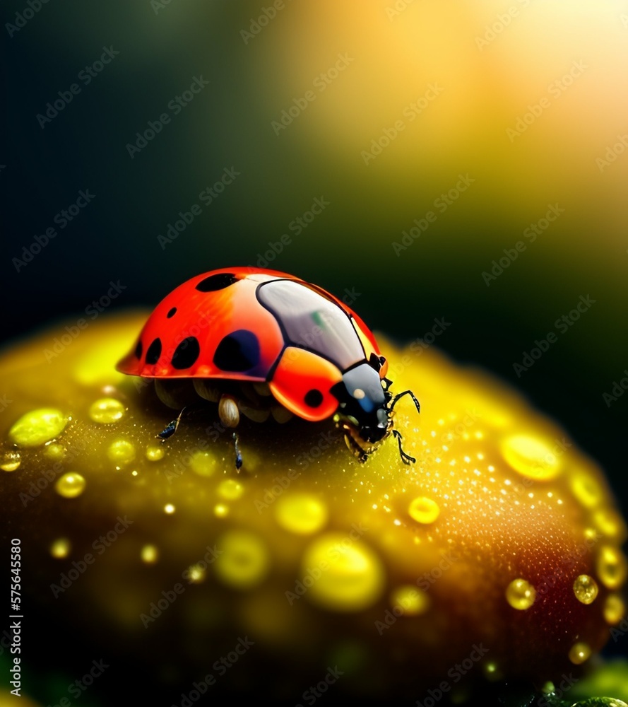 Obraz premium ladybug on green leaf