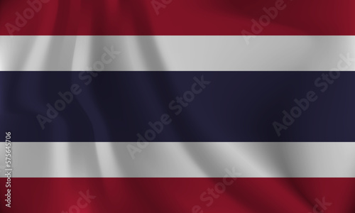 Flag of Thailand, with a wavy effect due to the wind.