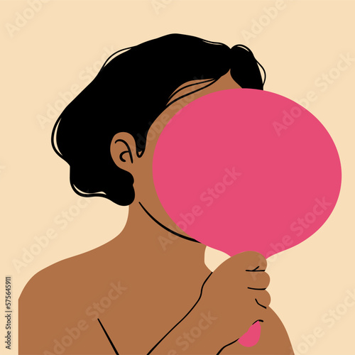 Woman, girl looks in the mirror. Vector illustration in cartoon style.