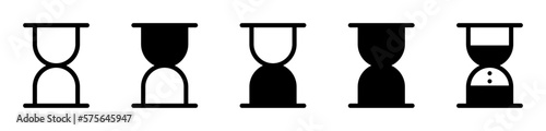 Timer Icon Set. Set of Hourglass or Egg Timer Loading Icon Symbols. Flat Vector Hourglass Loading Icons