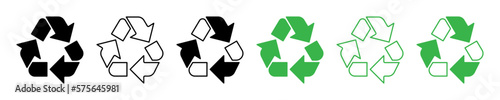 Recycle Symbol Icon Vector Illustration. Set of Recycle or Reuse Symbol Icons