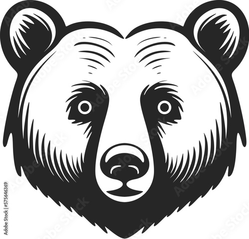 Elegant bear vector logo, in striking black and white.
