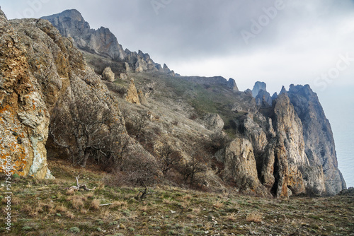Rocks in Dead city. Khoba-Tele Ridge of Karadag Reserve in spring. Crimea © Elena Odareeva