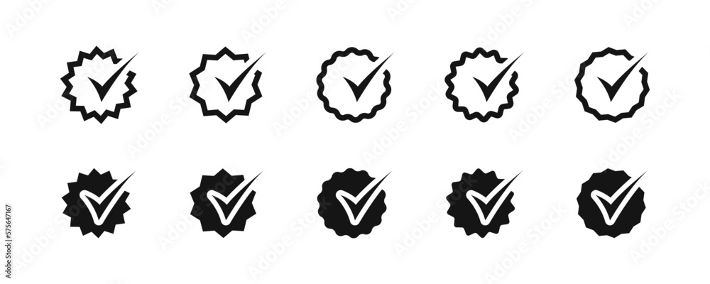 Check mark. Tick. Simple flat design check marks. Isolated vector check mark icon collection. Flat tick icon set isolated on white background. Vector